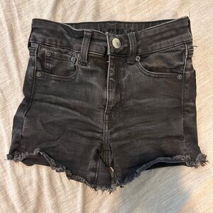 Black high waisted denim shorts